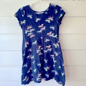 Jumping Beans All-Day-Play Dress Girls size 5 Blue with Unicorn print